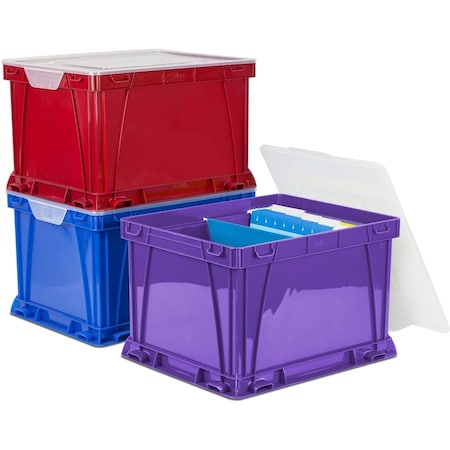 Storex Storage Cubes, Plastic, 14-1/4"x17-14"x10-1/2", 3/ST, AST PK STX62012U03C